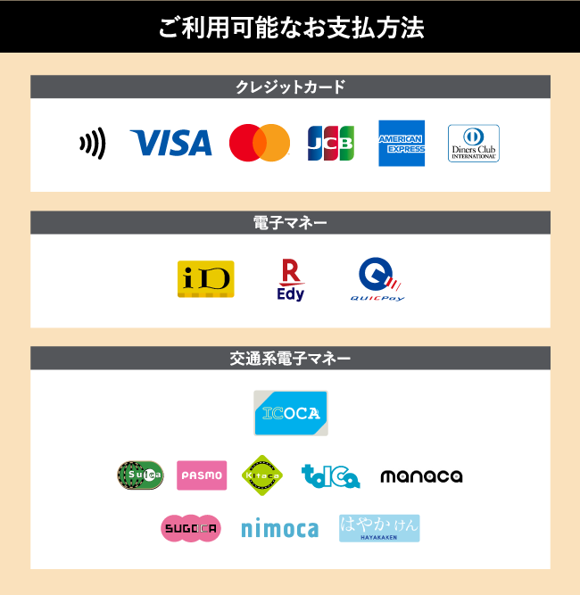 ご利用可能なお支払方法