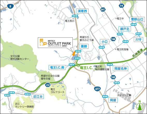 三井奥特莱斯购物城 滋贺龙王详细地图